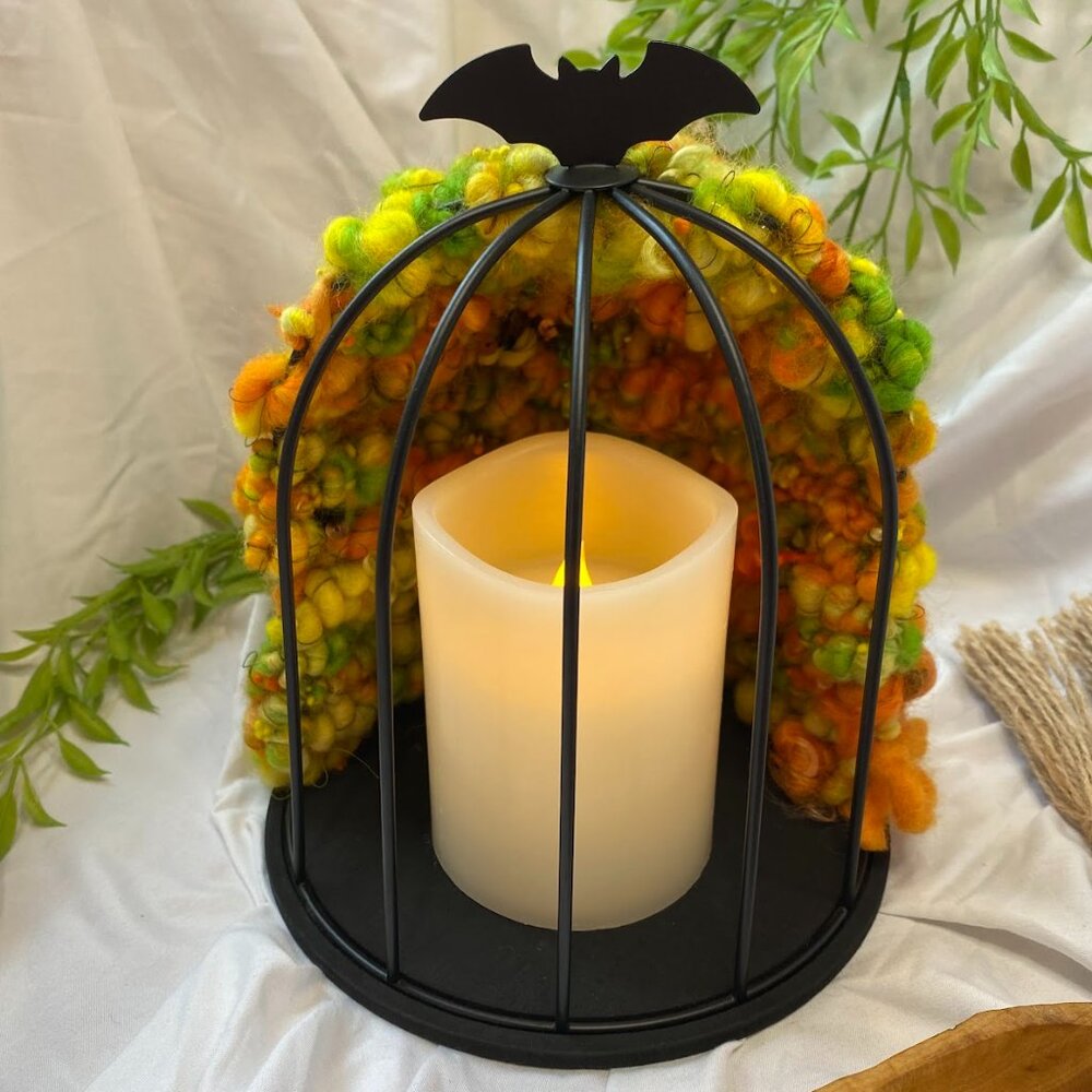 Handwoven Bat Cage Candle Display Decor